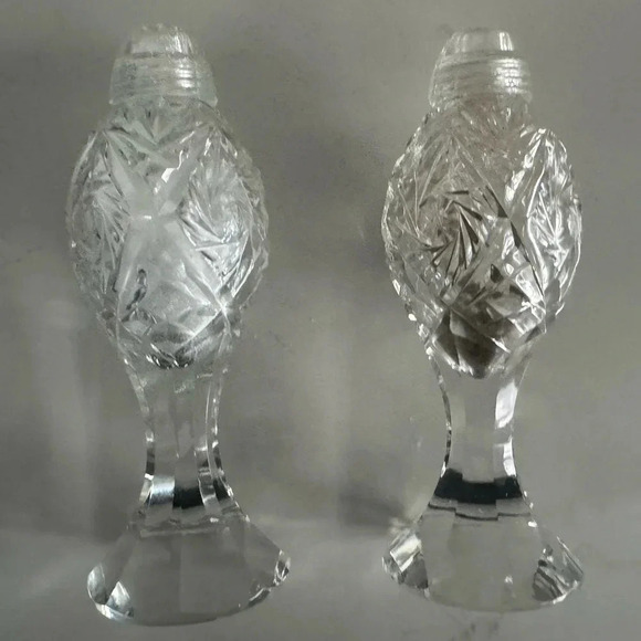 Vintage Crystal Salt & Pepper Shakers 7 inch formal dinner supper party  glamour - Picture 1 of 4